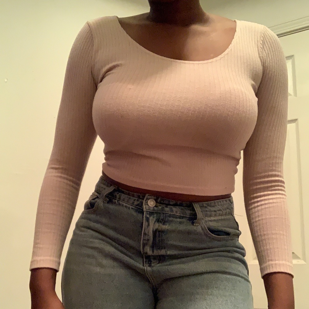 Nude pink crop top